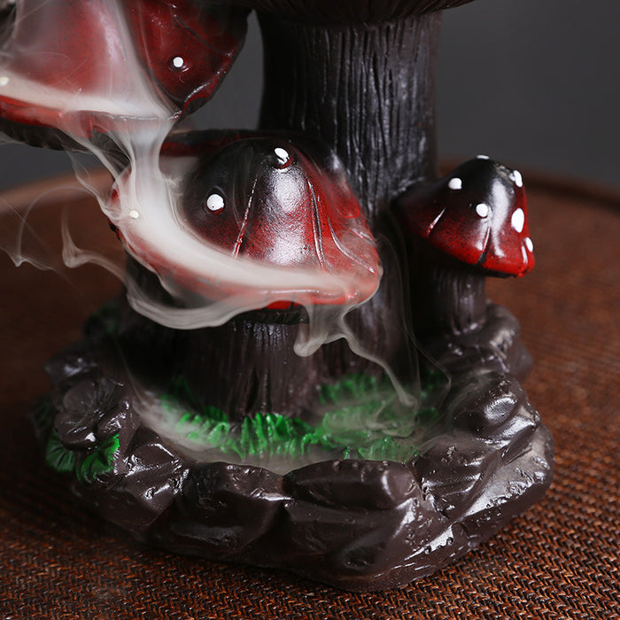 1pc, Resin Mushroom Waterfall Backflow Incense Burner, Incense Burner Holder Home Ornaments Creative Waterfall Backflow Incense Burner Incense Holder Censer Without Incense Cones