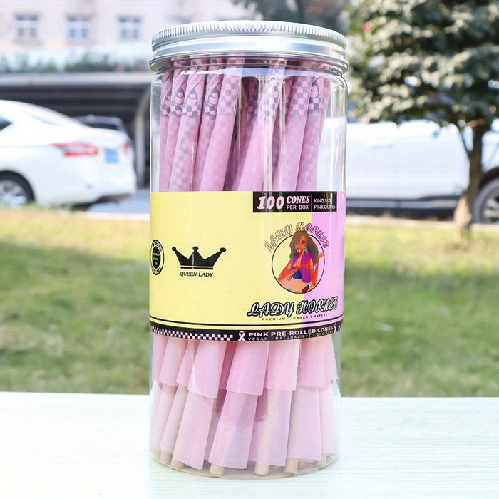 100pcs, Honeypuff Pre Rolled Cones (110mm/4.33inches), Tapered Paper With Tips On The Roll, Suitable For Regular Flavor Paper, Translucent Pre-Rolled Cones, Cigarette Paper, Hornet Natural Unrefined Rolling Paper, Cones King Size