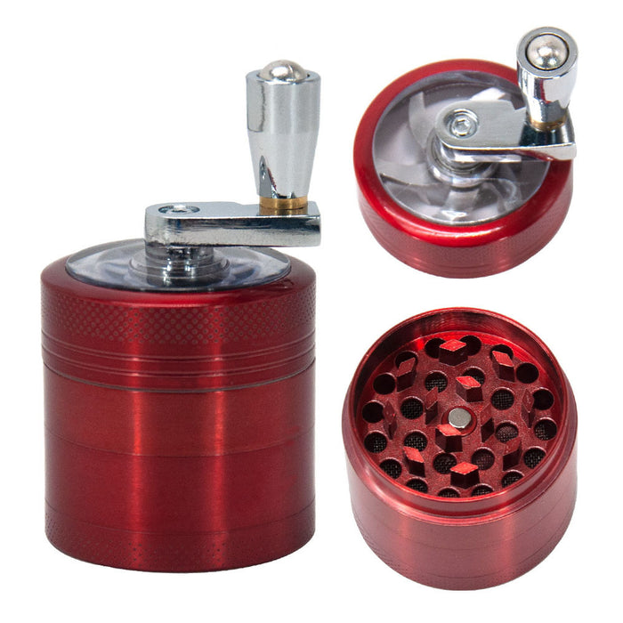 1pc Four-layer Manual Zinc Alloy Tobacco Grinder With Handle, Herb Grinder, Smoking Accessories, Spice Grinder 1.57 Inches