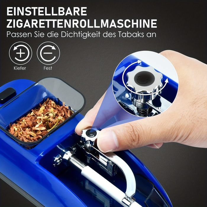 1pc, Portable Electric Cigarette Rolling Machine, Mini Automatic Injector, Tobacco Roller Maker, Household With Transparent Tobacco Hopper Blue