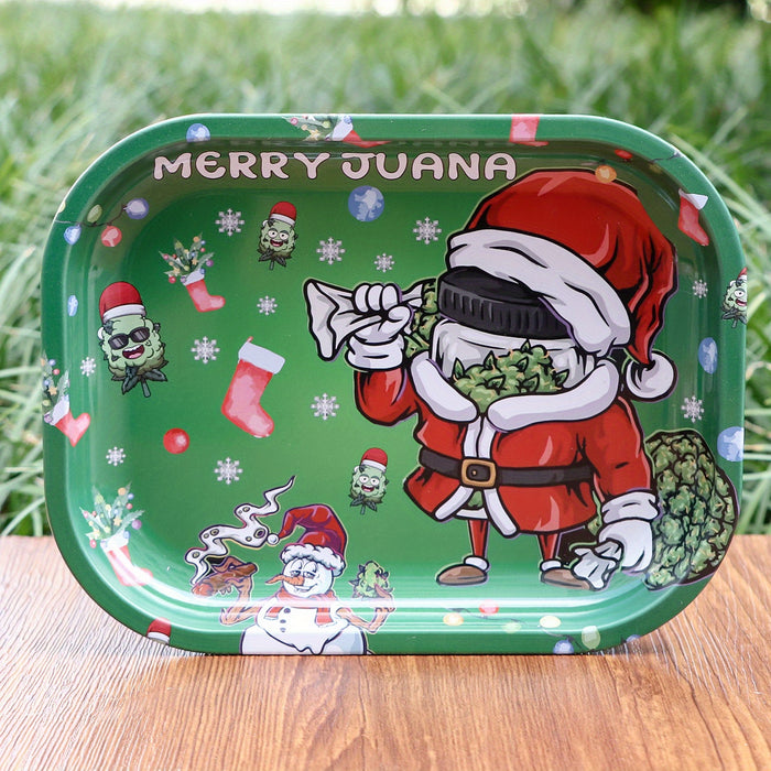 1pc, Christmas Creative Pattern Rolling Tray, Metal Rolling Tray, Durable Household Multipurpose Tray, Wake Up Tray, Fruit Plate, Dessert Tray, Home Decor, Chrismas Gifts, Halloween Gifts