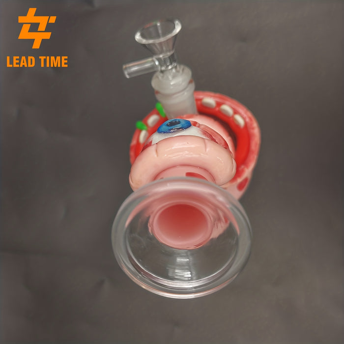 1pc Uniqe Glass Bong Water Pipe Halloween Style Hookahs 7 Inch Mini Small Oil Dab Rigs Beaker Showerhead Perc Percolator Eye Handcraft Water Pipes 14mm Joint With Bowl