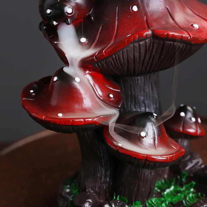 1pc, Resin Mushroom Waterfall Backflow Incense Burner, Incense Burner Holder Home Ornaments Creative Waterfall Backflow Incense Burner Incense Holder Censer Without Incense Cones