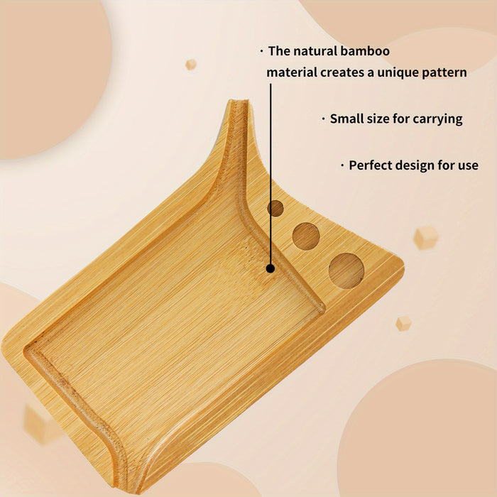 1pc, Small Bamboo Rolling Tray, Mini Wooden Rolling Trays, Cigarette Tray With Rolling Surface, Smoking Tray With 1 King Size Pre-Rolled Cone And 1 Cleaning Brush(5.2''x2.95'')