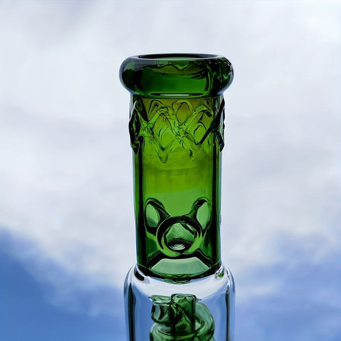 1pc, 28.7CM 11.3 INCH Exclusive Large Green Glass Color Bong Print Glass Hookah Green Spiral Interior Green Cannon Smoking Accessories