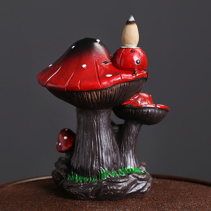 1pc, Resin Mushroom Waterfall Backflow Incense Burner, Incense Burner Holder Home Ornaments Creative Waterfall Backflow Incense Burner Incense Holder Censer Without Incense Cones