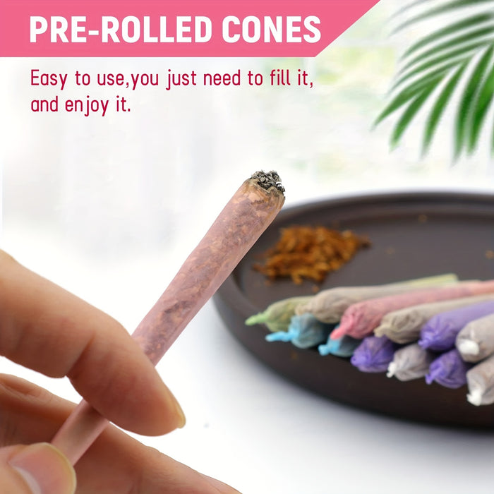 50pcs Pink King Size Pre Rolled Cone - 108MM Rolling Paper with Tips & Loader & Stick - Smoking Accessories