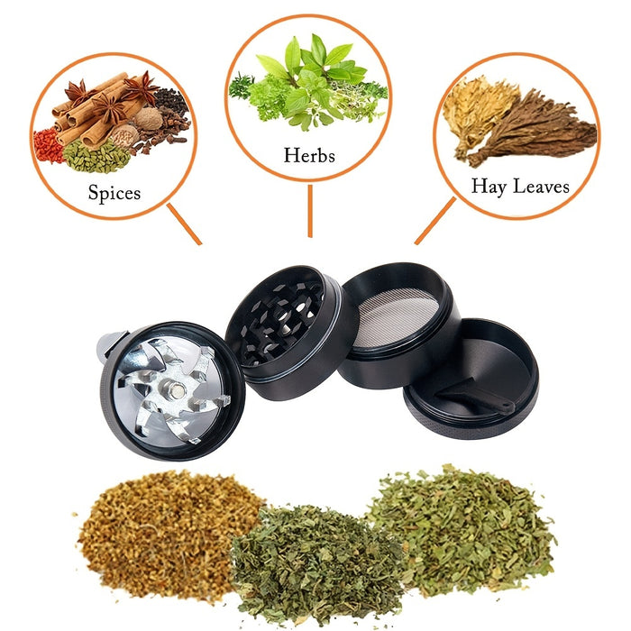 1pc Four-layer Manual Zinc Alloy Tobacco Grinder With Handle, Herb Grinder, Smoking Accessories, Spice Grinder 1.57 Inches