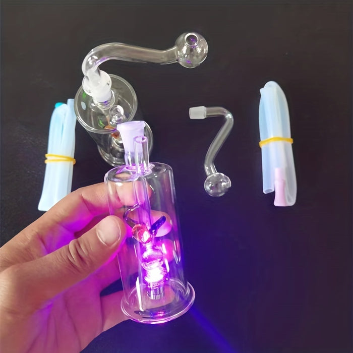 3pcs/set LED High Borosilicate Glass Bong Water Pipe LED Gradual Color Water Pipe