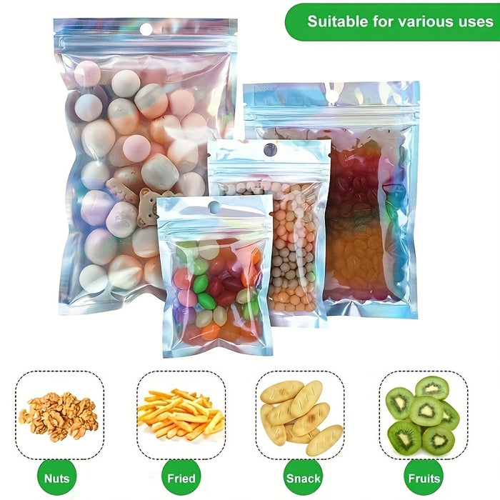 20/50pcs Resealable Smell Proof Bags, Holographic Foil Pouch Bag, Flat Zip Lock Bag For Food Candy Jewelry Screw