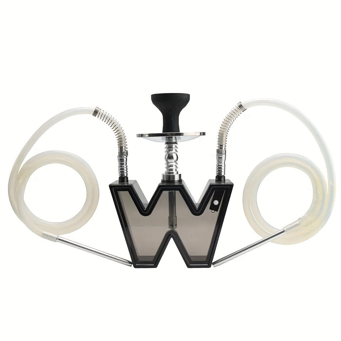 1pc, W-shaped Smoking Product With Single/ Double Hose, 4 Colors LED Light, Suitable For Bar Party, Party Supplies