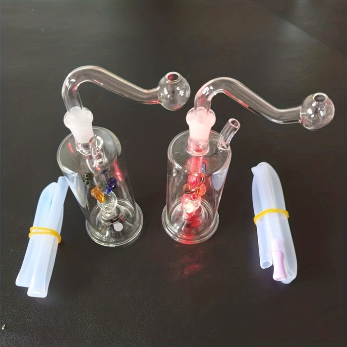 3pcs/set LED High Borosilicate Glass Bong Water Pipe LED Gradual Color Water Pipe