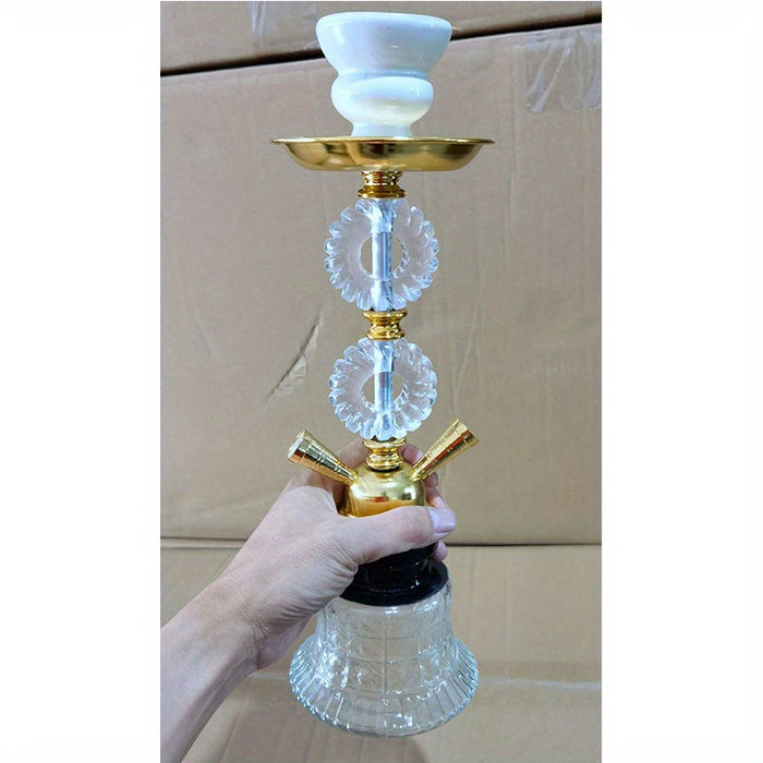 1pc, Arabic Glass Hookah Water Pipe Double Tube Water Pipe Set Shisha Gift, Glass Stick Smoking Water Pipe, Smoking