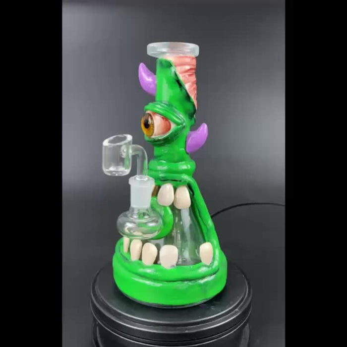 1pc, Handmade Monster Design Clay Water Pipe Glass Bong Water Pipe With 14mm Quartz Banger Smoking Accessories