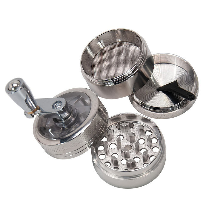 1pc Four-layer Manual Zinc Alloy Tobacco Grinder With Handle, Herb Grinder, Smoking Accessories, Spice Grinder 1.57 Inches