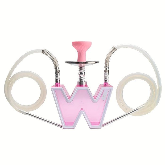 1pc, W-shaped Smoking Product With Single/ Double Hose, 4 Colors LED Light, Suitable For Bar Party, Party Supplies