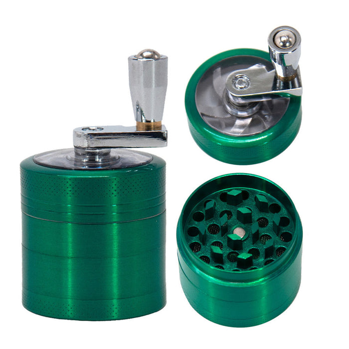 1pc Four-layer Manual Zinc Alloy Tobacco Grinder With Handle, Herb Grinder, Smoking Accessories, Spice Grinder 1.57 Inches