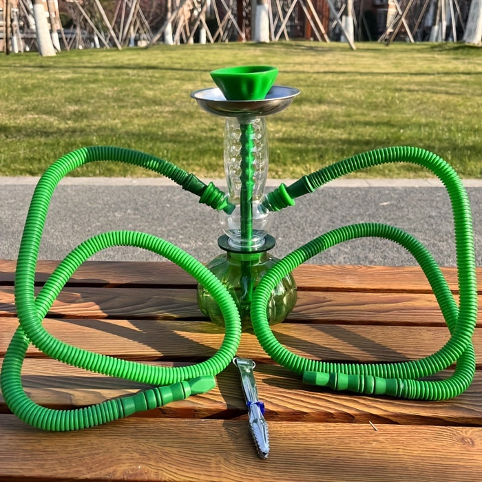 1set, Arabic Hookah Set, Acrylic Outdoor Hookah Bag Full Set Accessories, Contains Silicone Smoking Paste Bowl, Plastic Straw Double Tube With Charcoal Clip