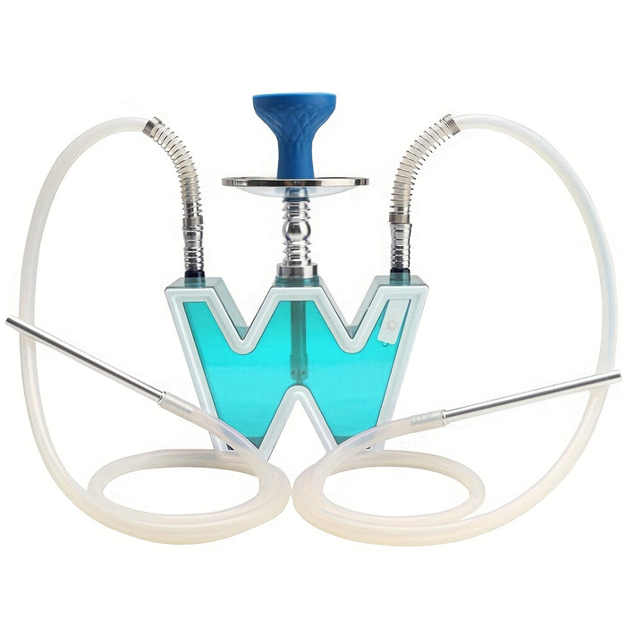 1pc, W-shaped Smoking Product With Single/ Double Hose, 4 Colors LED Light, Suitable For Bar Party, Party Supplies