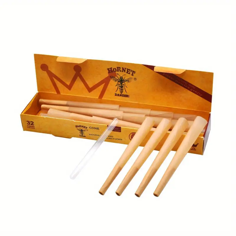 32pcs/Box, 1 1/4 Size 78 MM Natural Pre-Rolled Cones, Raw Rolling Paper, Smoking Accessories