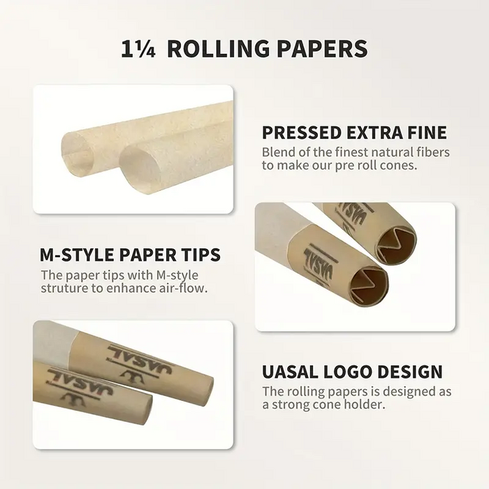 50/100pcs Smoking Rolled Rolling Paper, Smoking Cones Rolling Paper, Classic 1¼ Cones Rolling Papers 84MM Rolling Paper With Tips & Packing Tubes Included