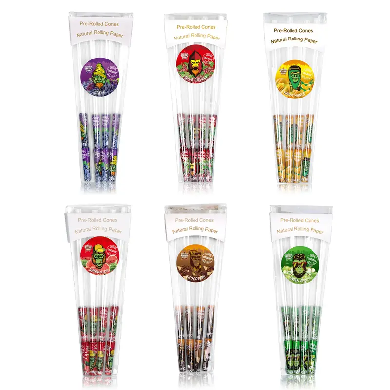 8pcs, GRS Gorilla Series, 110mm Trumpet Empty Tube, Flavor Pre Rolled Cone Paper Rolling Paper