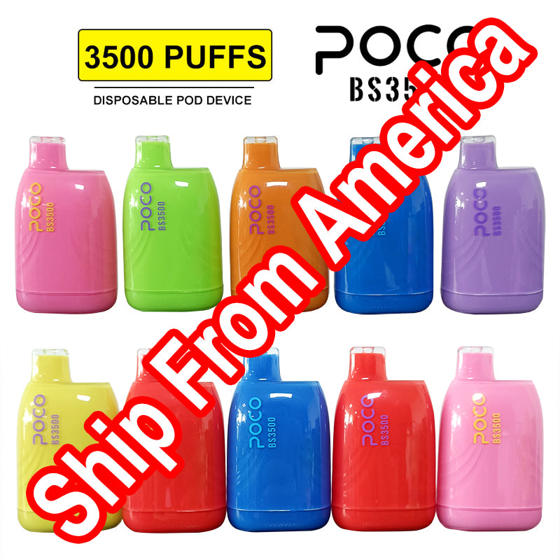 2Pcs Original electronic cigarette POCO BS3500 Vape Disposable Prefilled 10.5ml Pod 3500 Puffs 1500mah Mesh coil disposbale vapes Puff ship from America warehouse